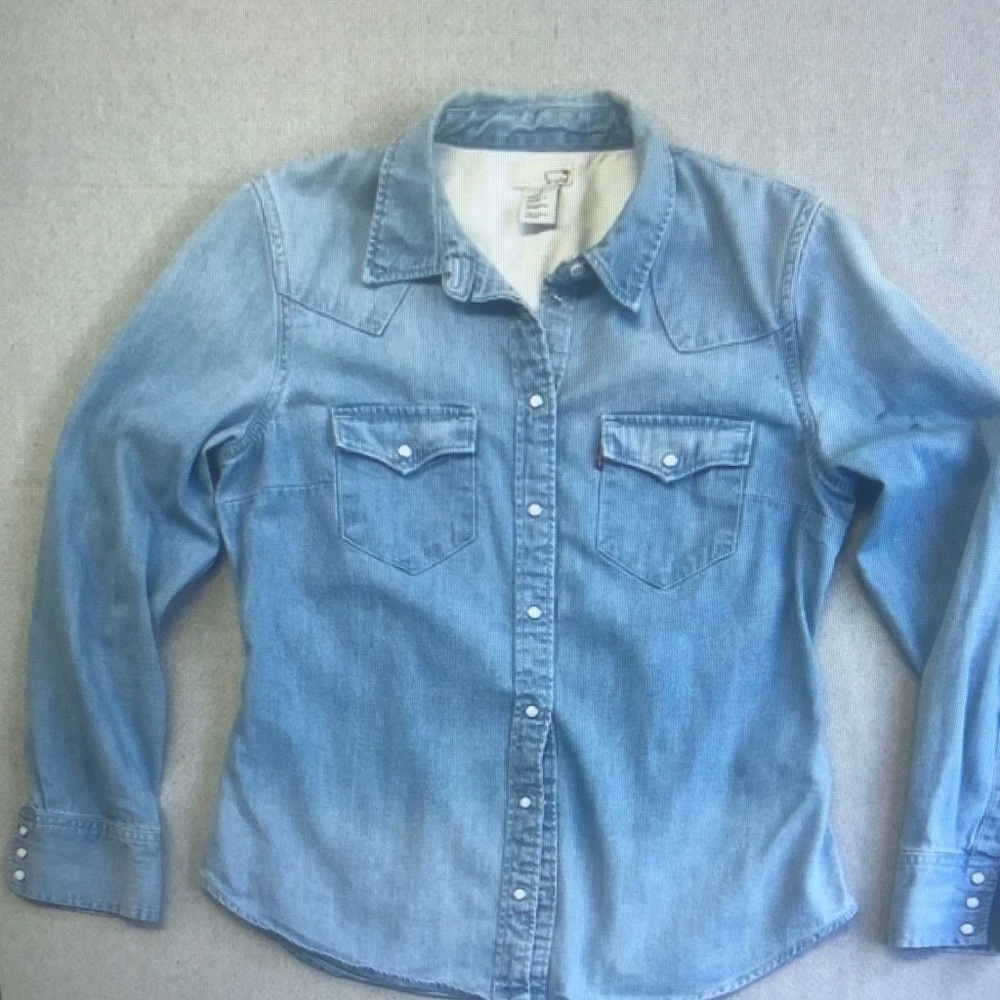 Light Wash Denim Button-Up Shirt